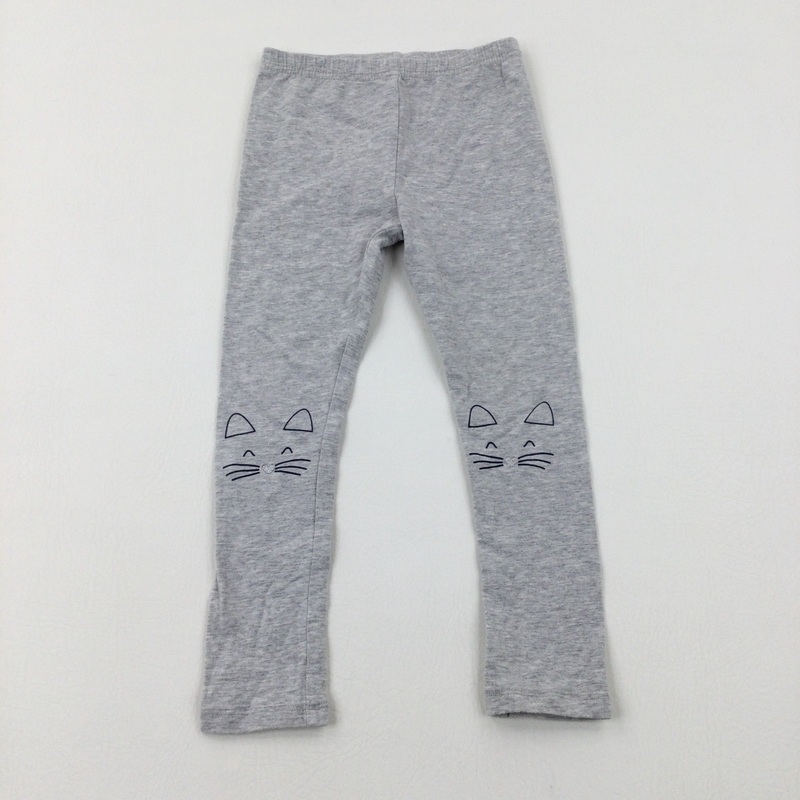 Bunnies Light Grey Leggings - Girls 4-5 Years