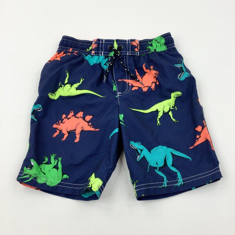 Dinosaurs Navy Swim Shorts - Boys 5-6 Years