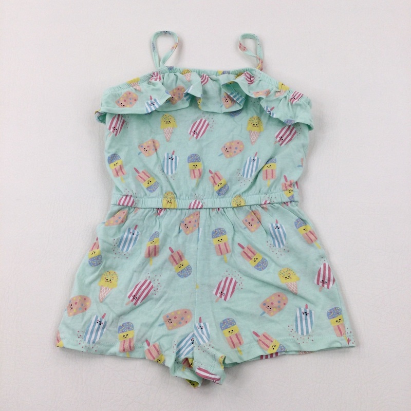 Ice Lollies Green Jersey Playsuit - Girls 3-4 Years