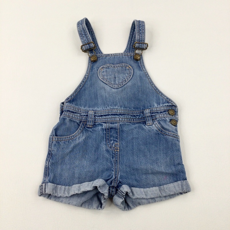Light Blue Denim Short Dungarees - Girls 3-4 Years