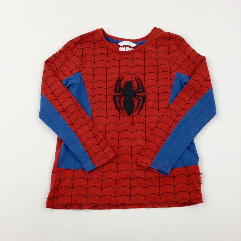 Spider-Man Motif Red & Blue Long Sleeve Top  - Boys 5-6 Years