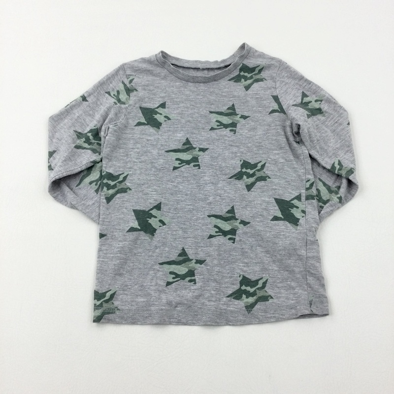 Stars Camouflage Grey Long Sleeve Top - Boys 6-7 Years