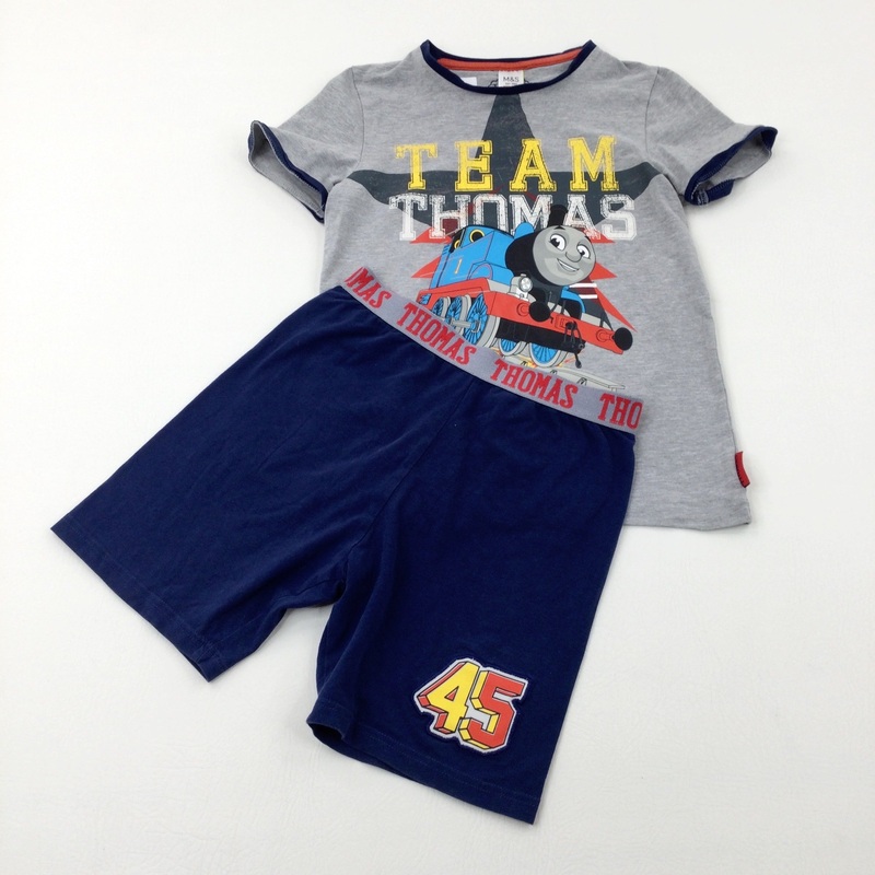 'Team Thomas' Thomas The Tank Engine Grey & Navy Short Pyjamas - Boys 8-9 Years