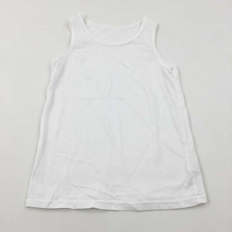 White Cotton Vest Top - Boys 10-11 Years