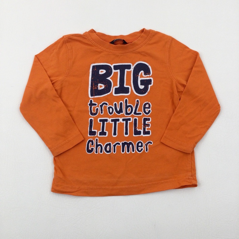 'Big Trouble Little Charmer' Orange Long Sleeve Top - Boys 12-18 Months