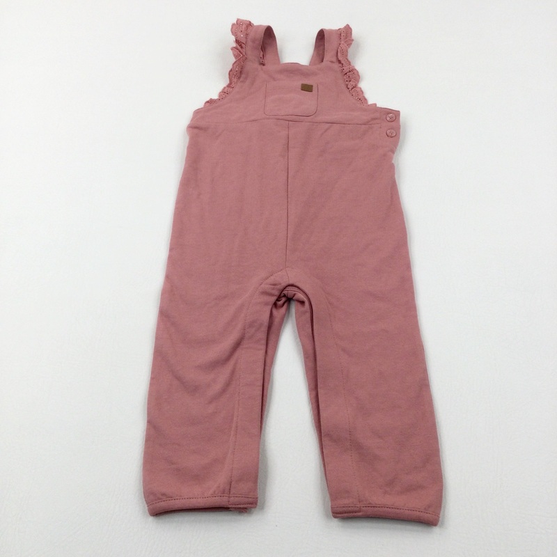Lace Frill Pink Dungarees - Girls 12-18 Months