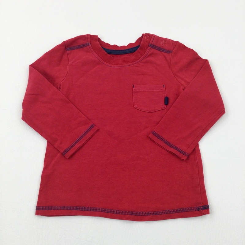 Red Cotton Long Sleeve Top - Boys 12-18 Months