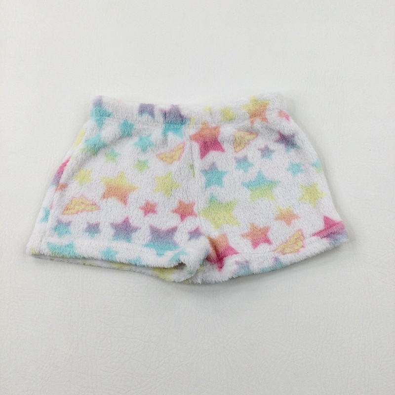 Stars White Fluffy Shorts - Girls 2-3 Years