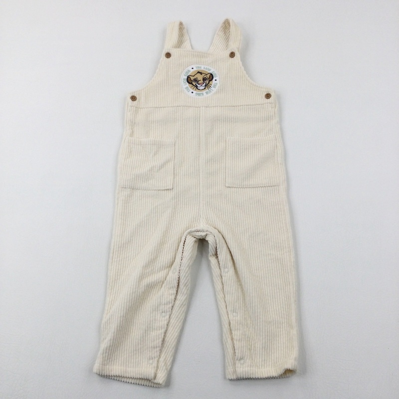 'The Lion King' Simba Appliqued Cream Cord Dungarees - Boys 2-3 Years