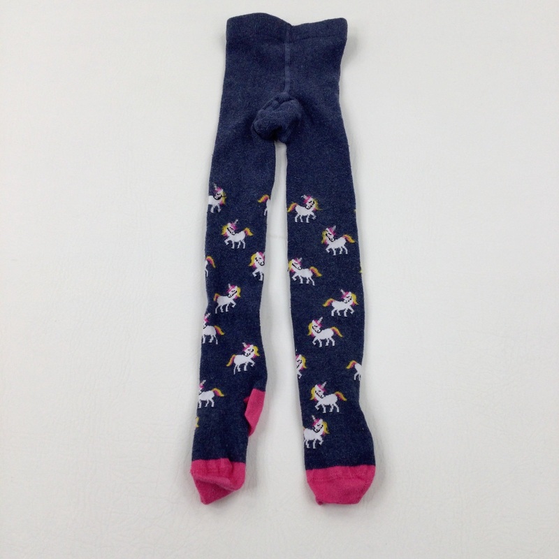 Unicorns Navy Knitted Tights - Girls 2-3 Years