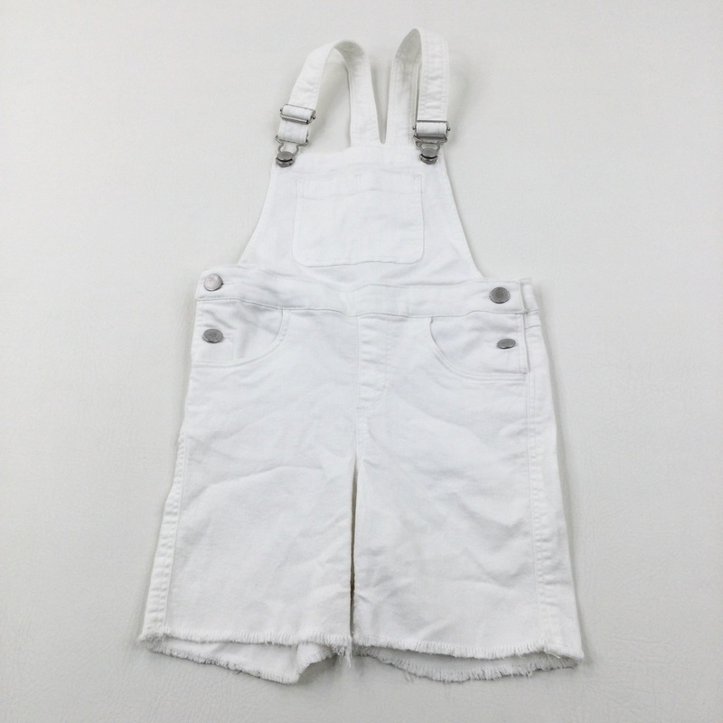 White Denim Short Dungarees - Girls 8-9 Years