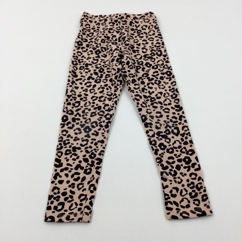 Animal Print Tan Leggings - Girls 5-6 Years
