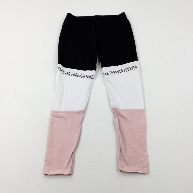 'Forever' Pink & Black Leggings - Girls 8-9 Years