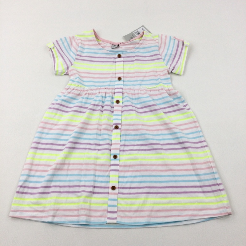 **NEW** Colourful Striped Jersey Dress - Girls 5-6 Years