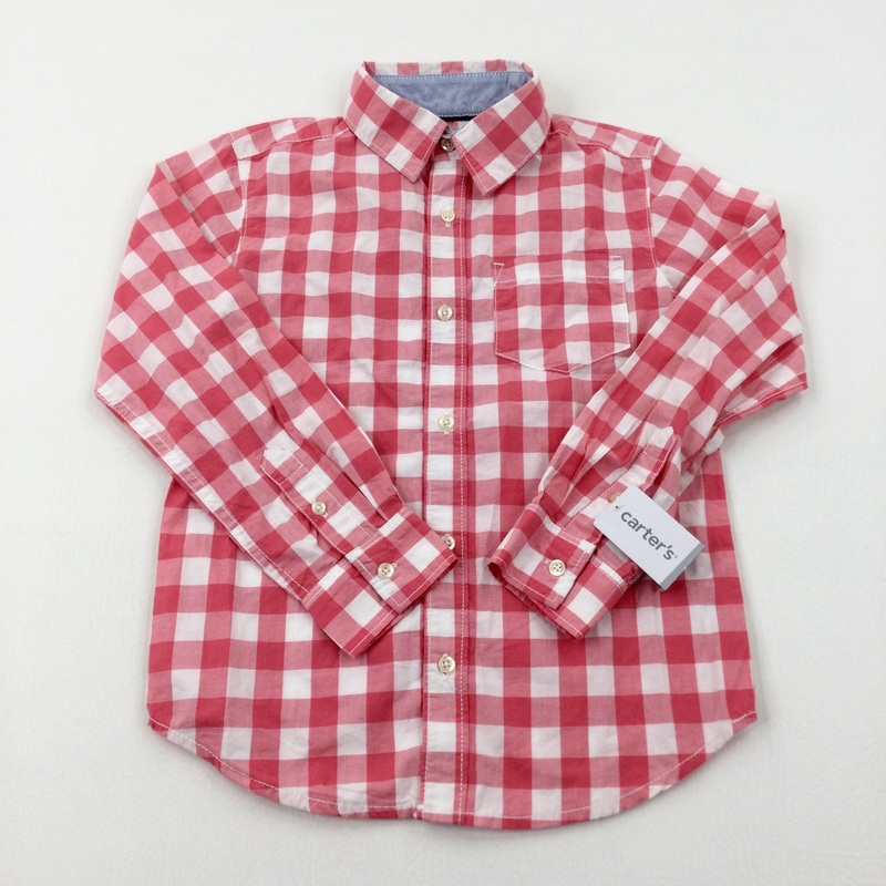 **NEW** Pink & White Checked Long Sleeve Shirt - Boys/Girls 5-6 Years