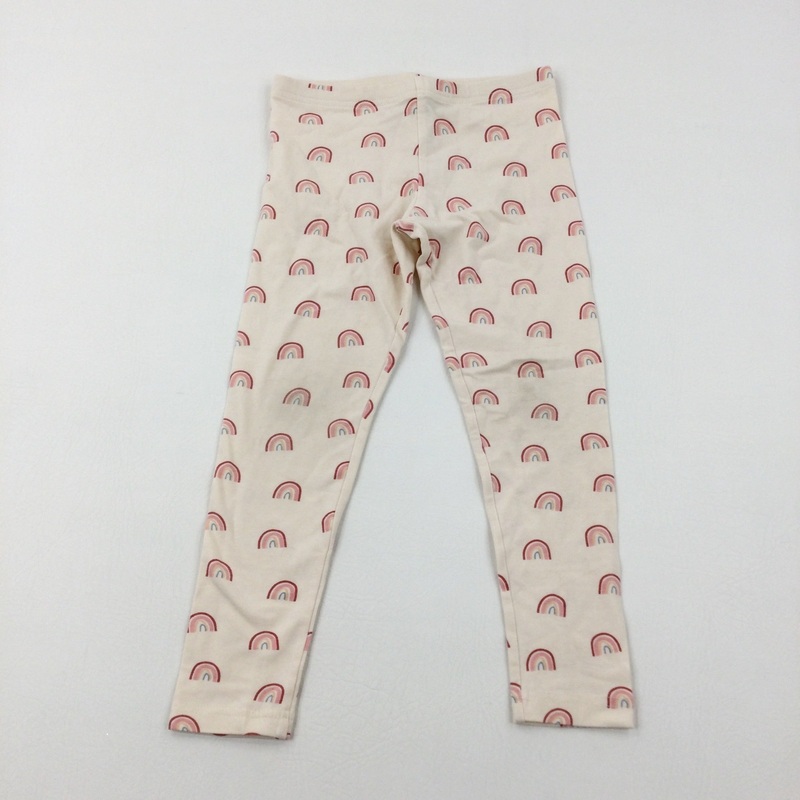 Rainbows Cream Leggings - Girls 5-6 Years