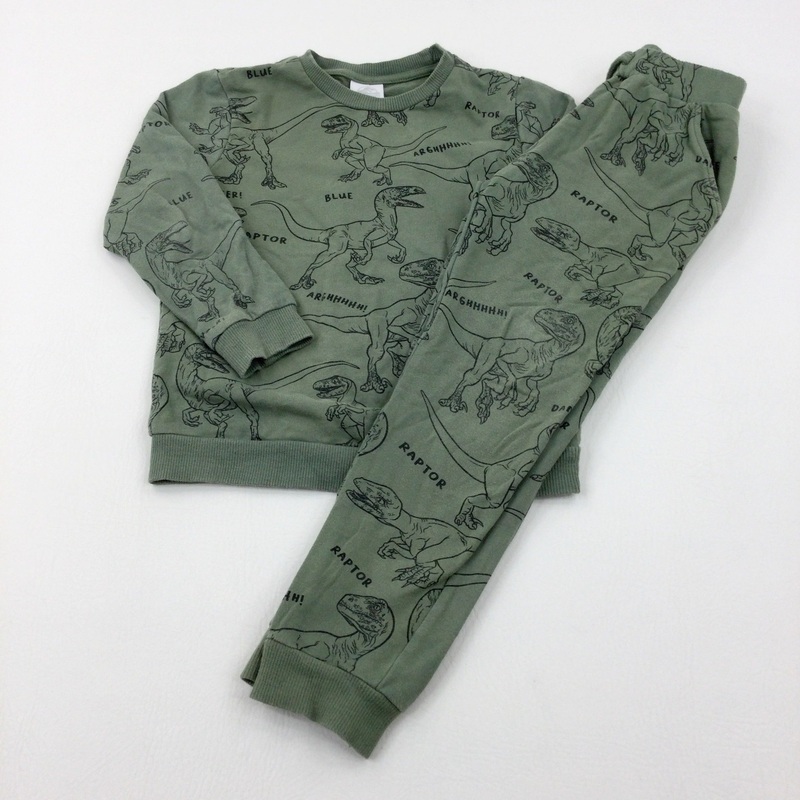 'Raptor' Dinosaurs Khaki Sweatshirt & Joggers Set - Boys 5-6 Years