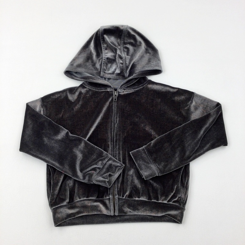 Sparkly Grey Velour Zip Through Hoodie - Girls 7-8 Years