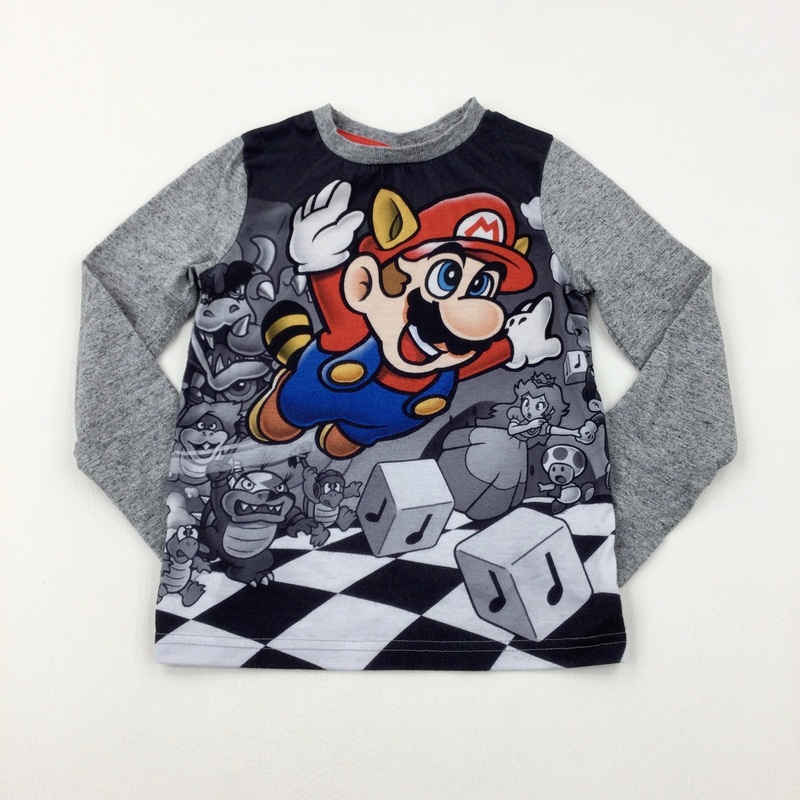 Super Mario Colourful Grey Long Sleeve Top - Boys 7-8 Years