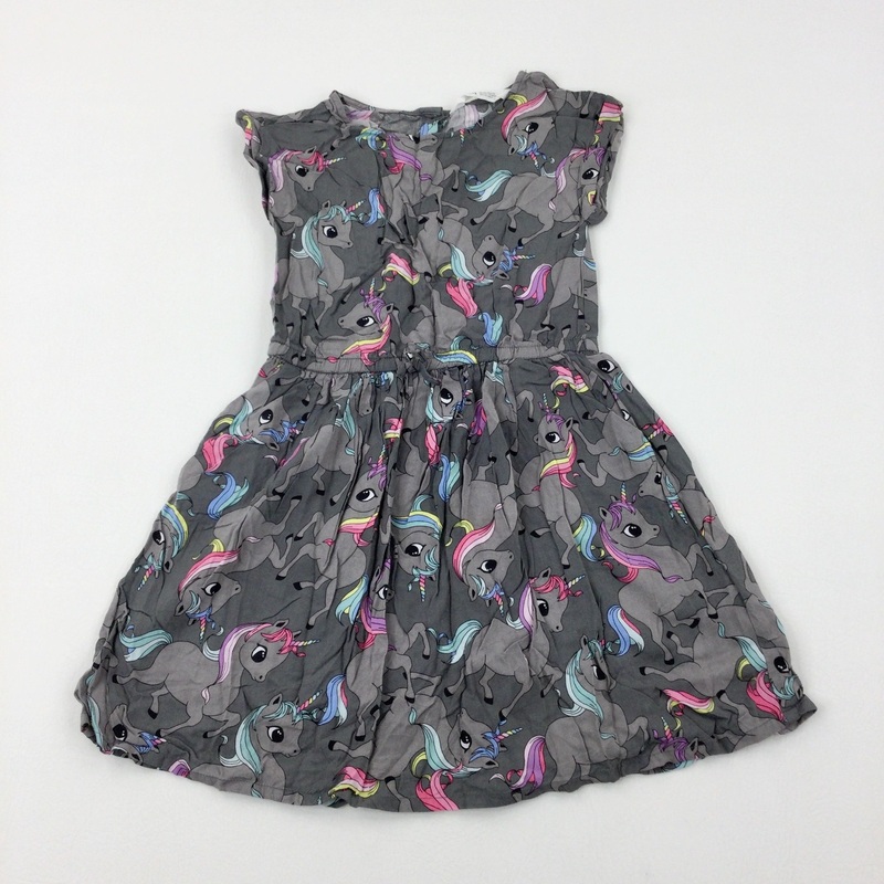 Unicorns Grey Dress - Girls 6-7 Years