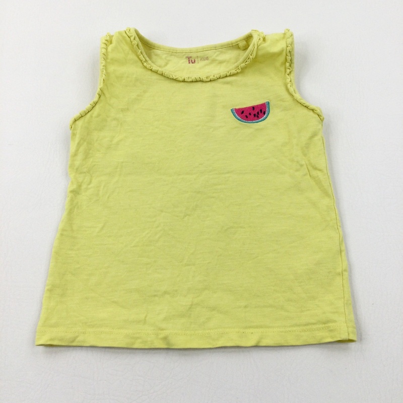 Watermelon Yellow Cotton Vest Top - Girls 3-4 Years