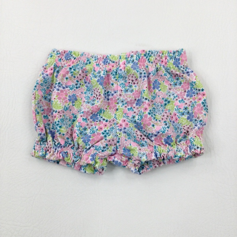 Flowers Colourful Jersey Nappy Pants - Girls Newborn