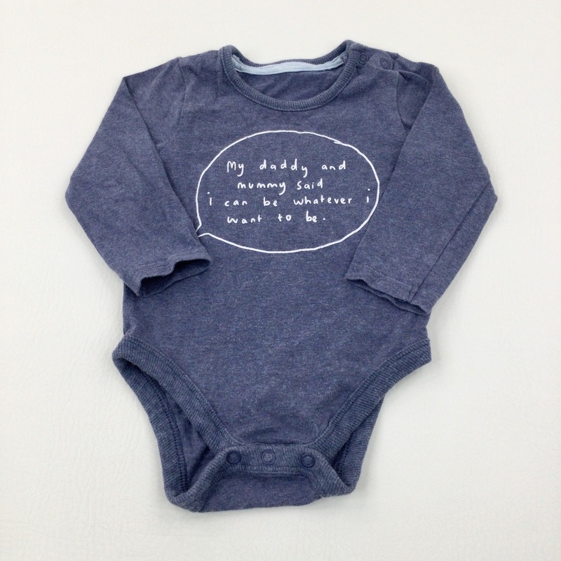 'My Daddy And Mummy' Blue Long Sleeve Bodysuit - Boys 6-9 Months