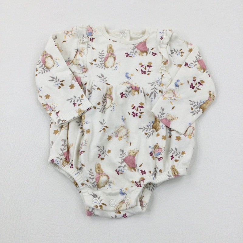 Peter Rabbit & Friends Cream Long Sleeve Romper - Girls 6-9 Months