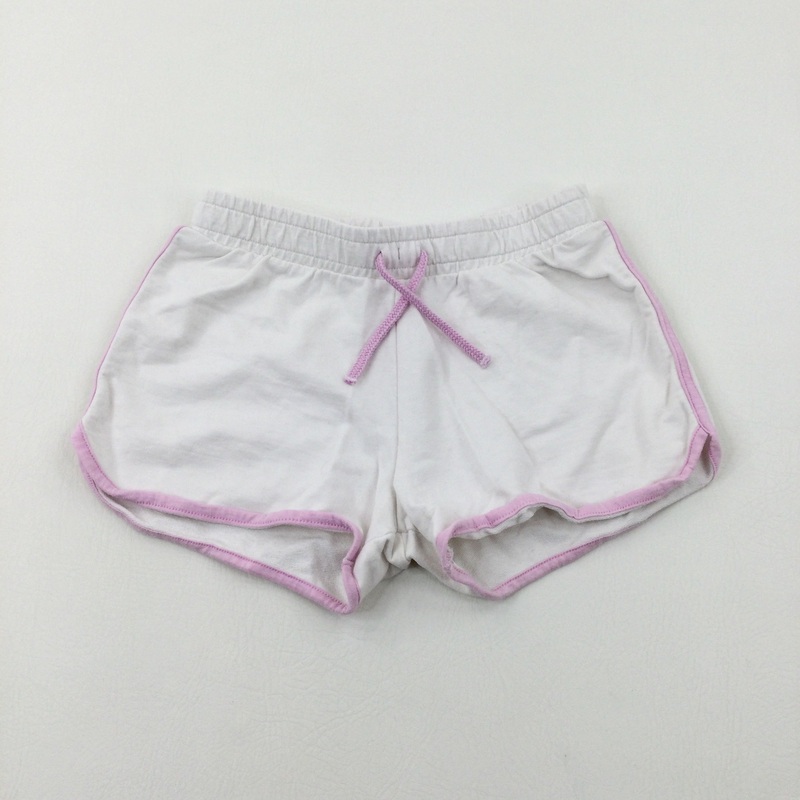 Pink Panel White Sports Shorts - Girls 11-12 Years