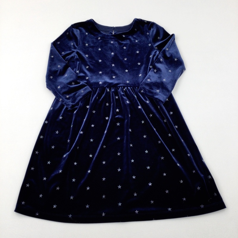 Stars Glittery Blue Velour Party Dress - Girls 10-11 Years