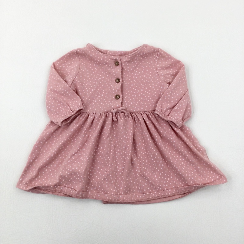 Triangles Pink Jersey Dress - Girls 0-3 Months