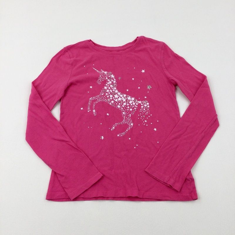 Unicorns Stars Pink Long Sleeve Top - Girls 10-11 Years