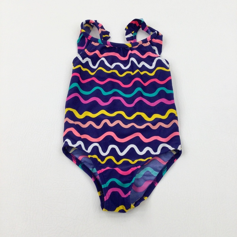 Colourful Navy Swimming Costume - Girls 12-18 Months