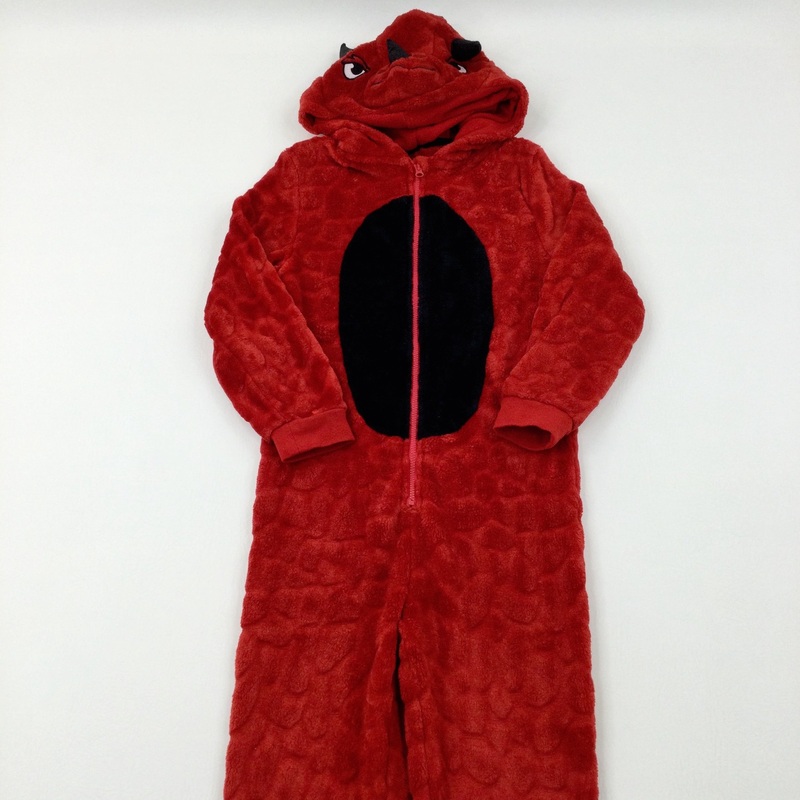Dinosaur Red Fluffy Onesie - Boys 7-8 Years