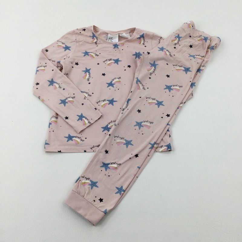 'Good Night' Shooting Stars Glittery Pale Pink Pyjamas - Girls 6-7 Years