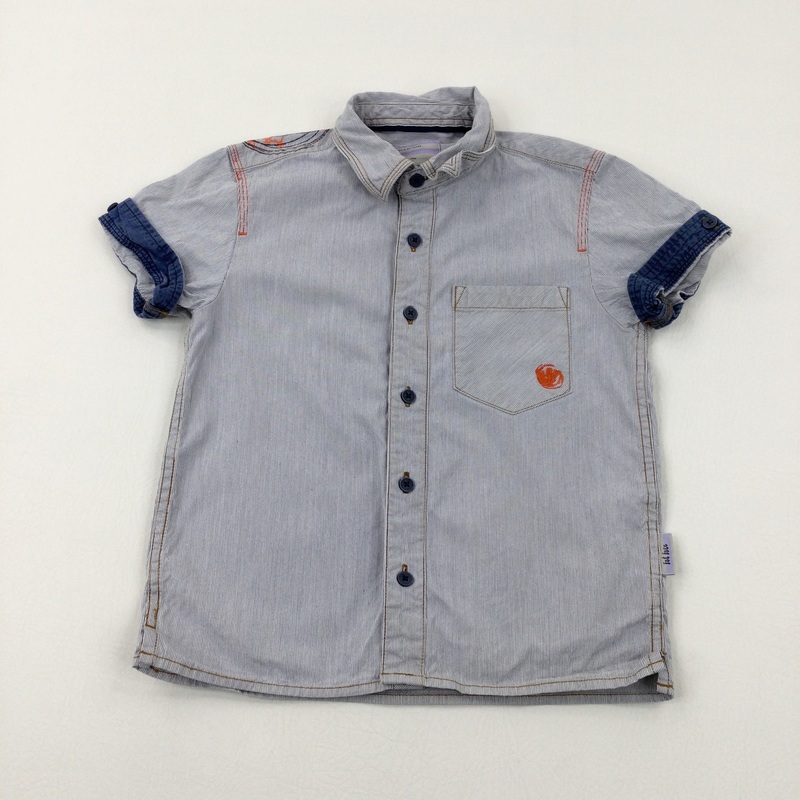 Light Blue Striped Shirt - Boys 6-7 Years