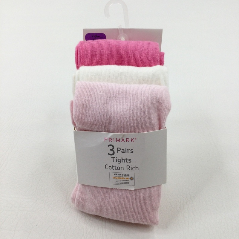 **NEW** 3 Pairs Of Tights Pink/White/Pale Pink - Girls 7-8 Years