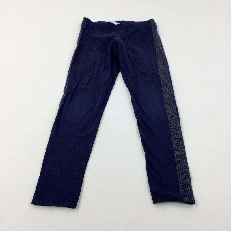 Patterned Panels Navy Leggings - Girls 9-10 Years