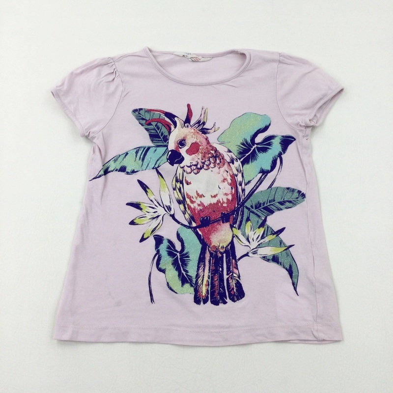 Tropical Bird Glittery Lilac T-Shirt - Girls 7-8 Years