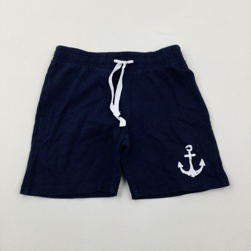 Anchor Navy Lightweight Cotton Jersey Shorts - Boys 3-4 Years