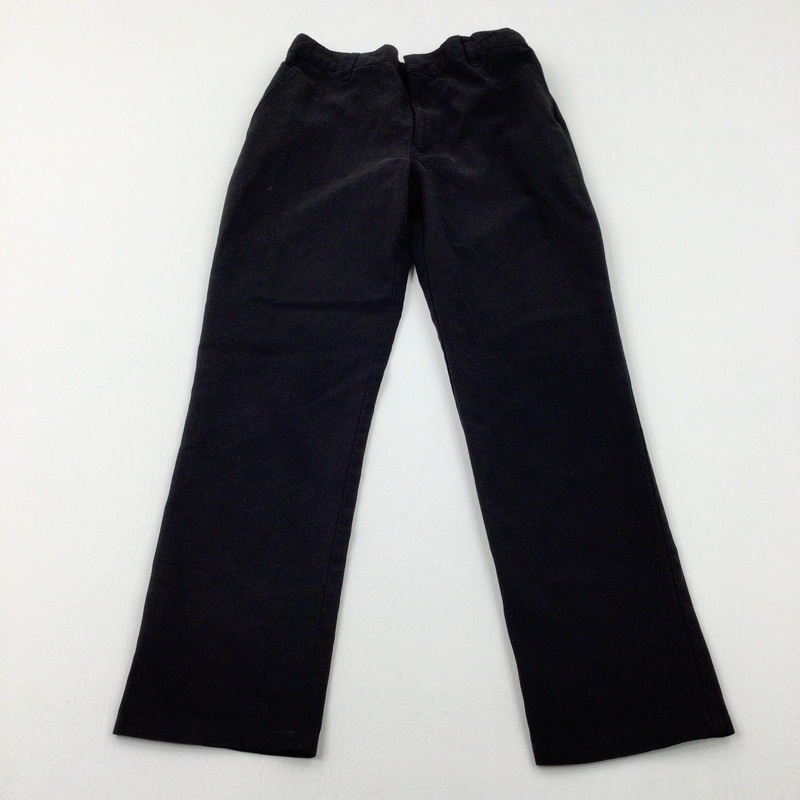 Black School Trousers With Adjustable Waist - Boys 9-10 Years