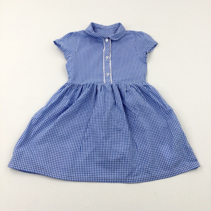 Blue Gingham School Dress - Girls 5-6 Years