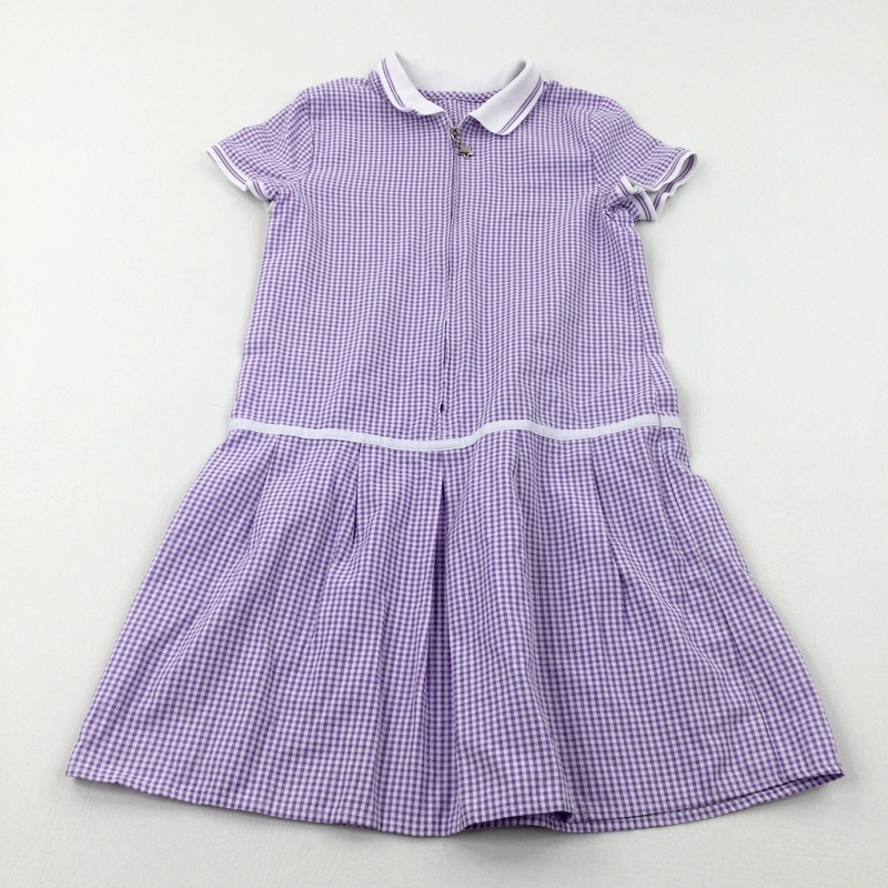 Lilac Gingham School Dress - Girls 8-9 Years