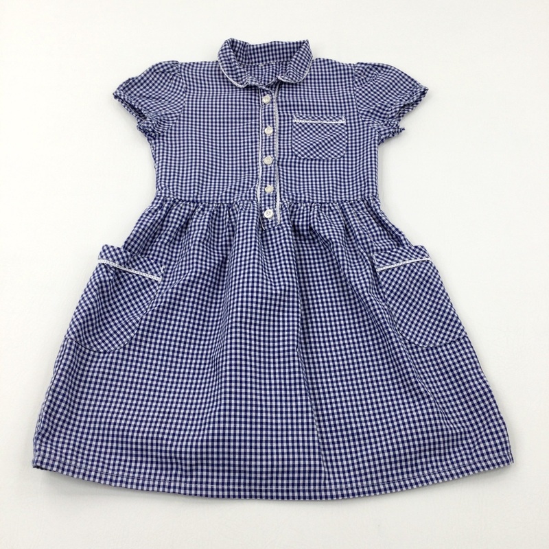 Navy Gingham School Dress - Girls 5-6 Years
