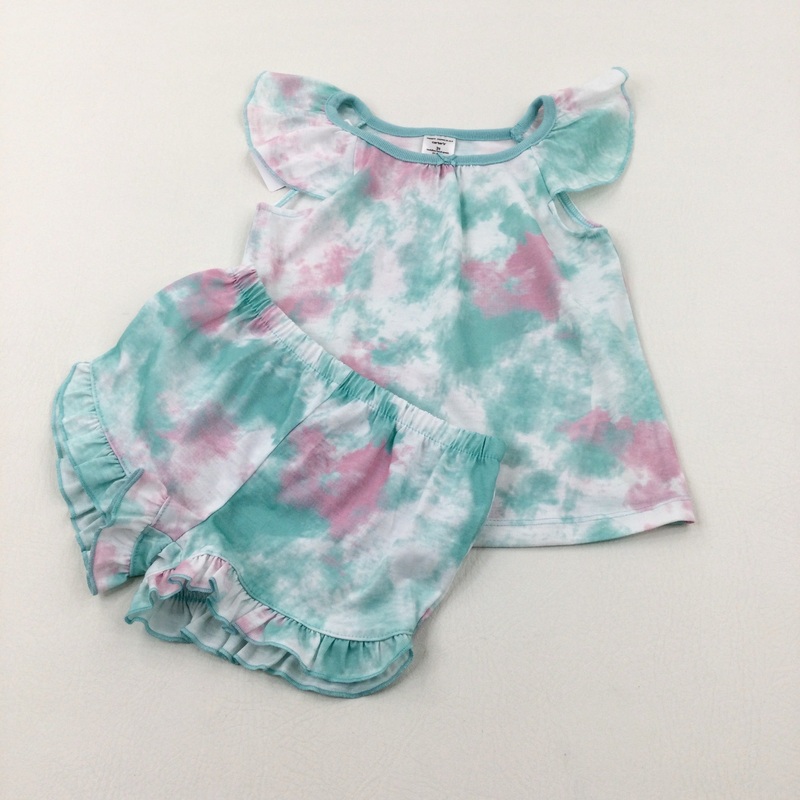 **NEW** Tie Dye Pink & Turquoise Vest Top & Shorts Set - Girls 2-3 Years