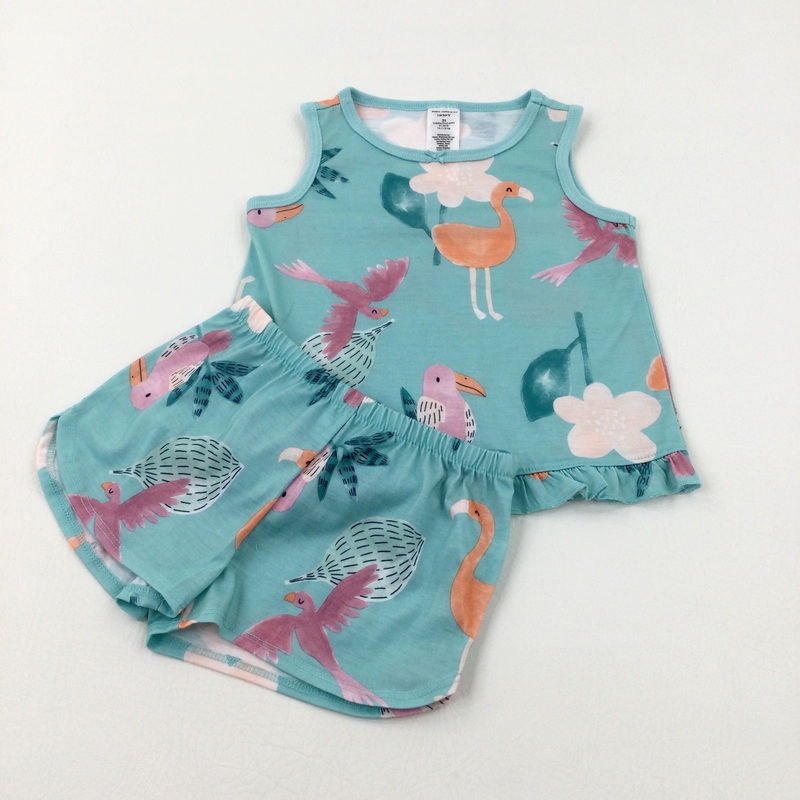 **NEW** Tropical Birds Turquoise Vest Top & Shorts Set - Girls 2-3 Years