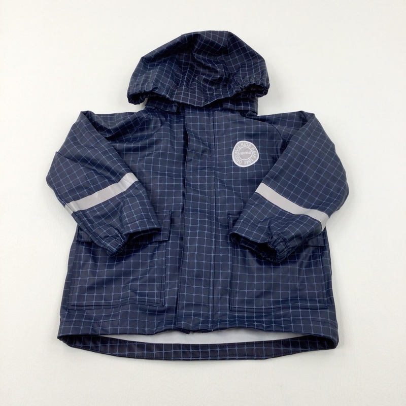 'Original Kids Wear' Navy Checked Hooded Lightweight Jacket - Boys 3-4 Years