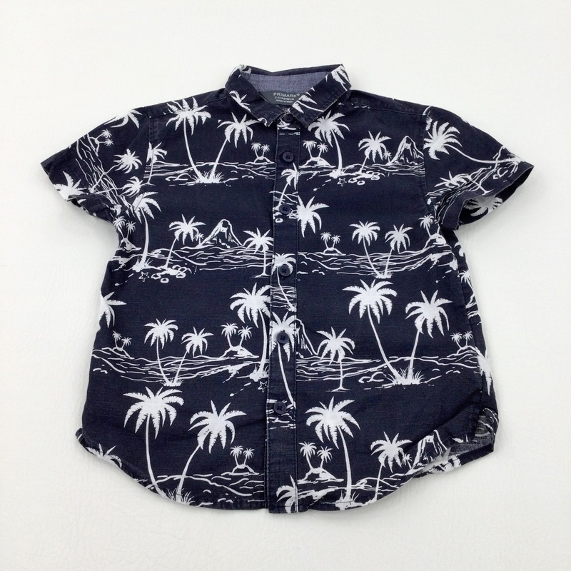 Palm Trees Navy Short Sleeve Shirt - Boys 2-3 Years