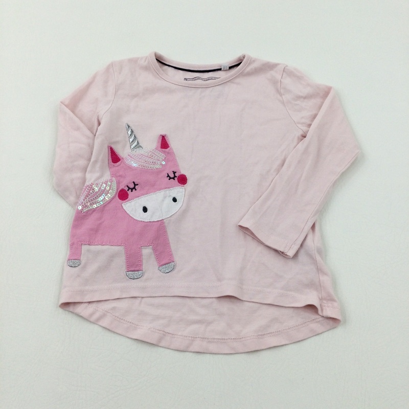 Unicorn Appliqued & Sequinned Pink Long Sleeve Top - Girls 2-3 Years