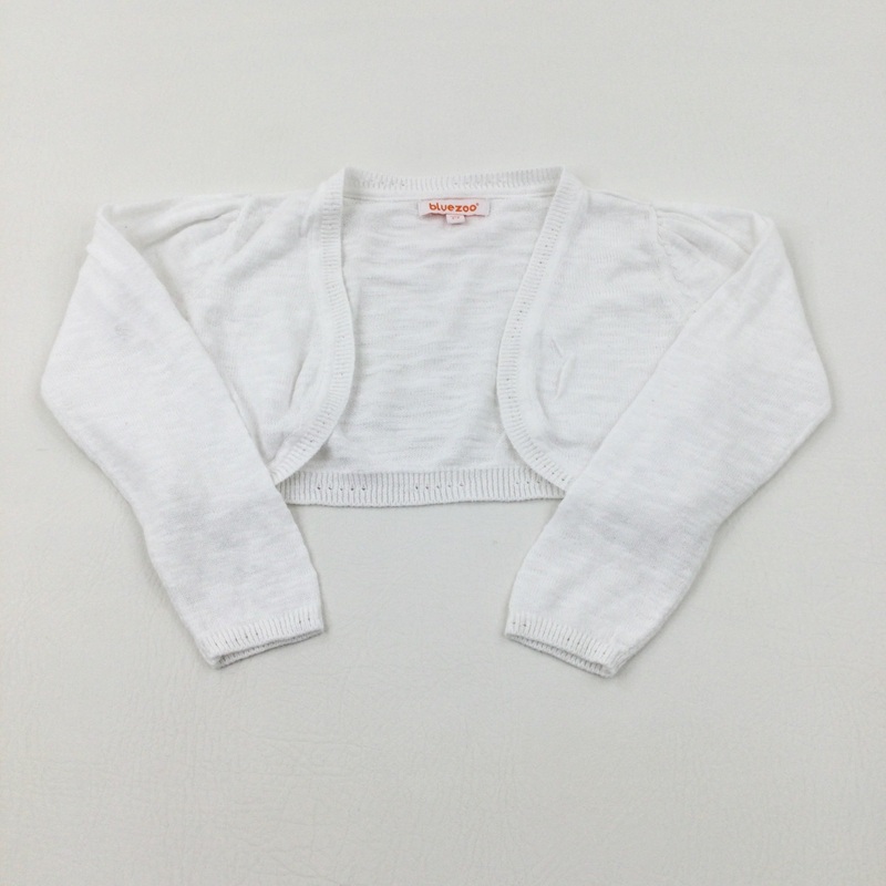 White Knitted Cropped Cardigan - Girls 2-3 Years